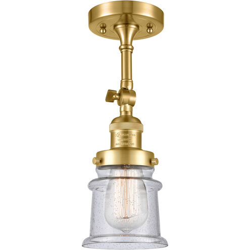 Franklin Restoration Small Canton 1 Light 6 inch Satin Gold Semi-Flush Mount Ceiling Light in Seedy Glass, Franklin Restoration