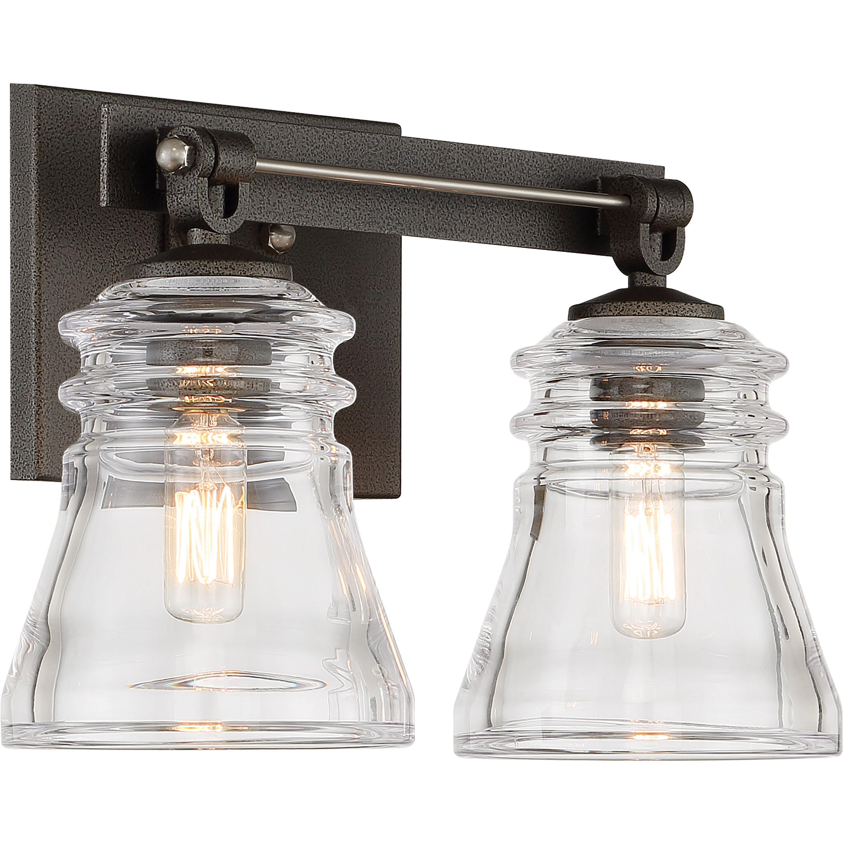 Graham Avenue 2 Light 14 inch Smoked Iron/Brushed Nickel Bath Light Wall Light