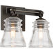 Graham Avenue 2 Light 14 inch Smoked Iron/Brushed Nickel Bath Light Wall Light