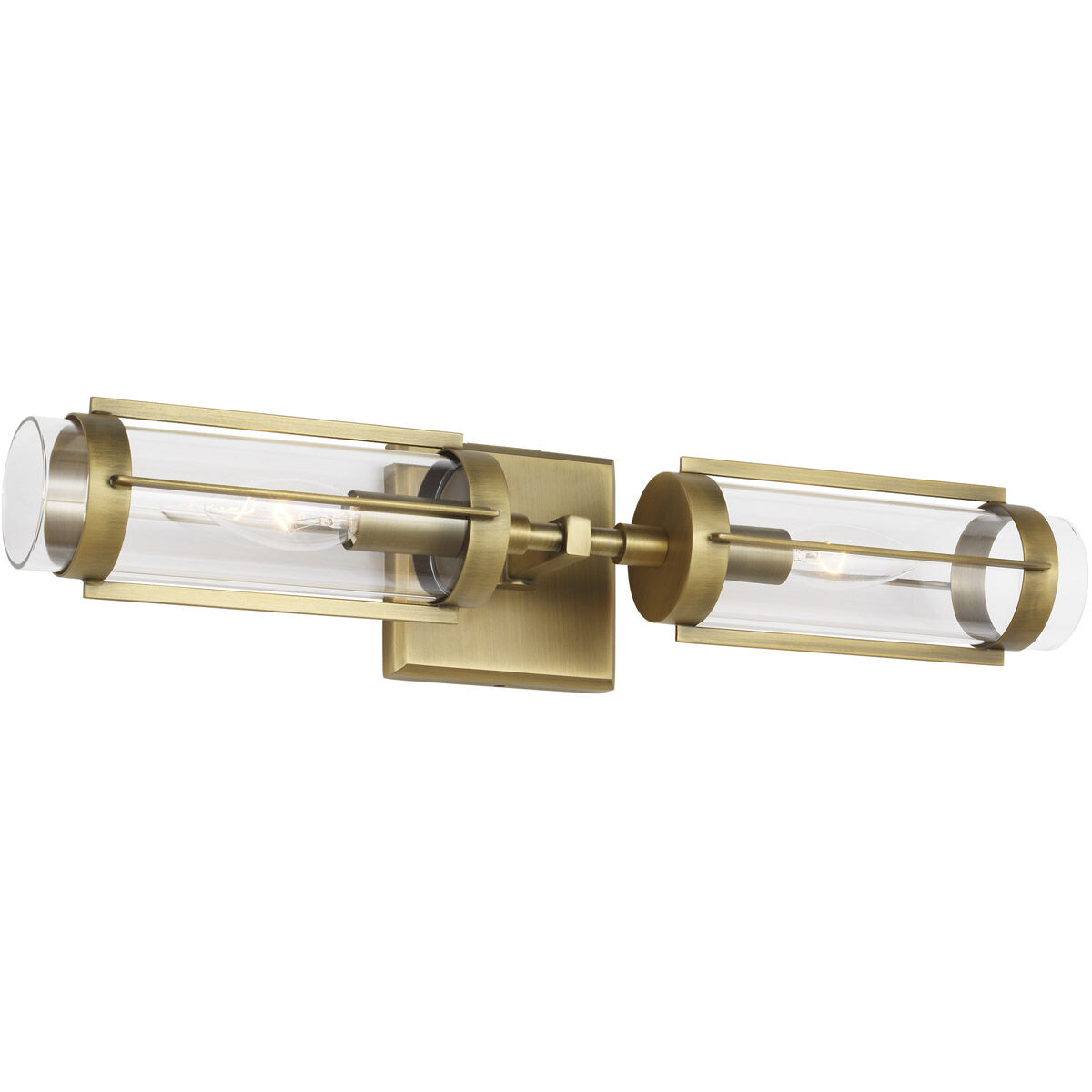 Flynn 2 Light Time Worn Brass Linear Vanity Wall Light