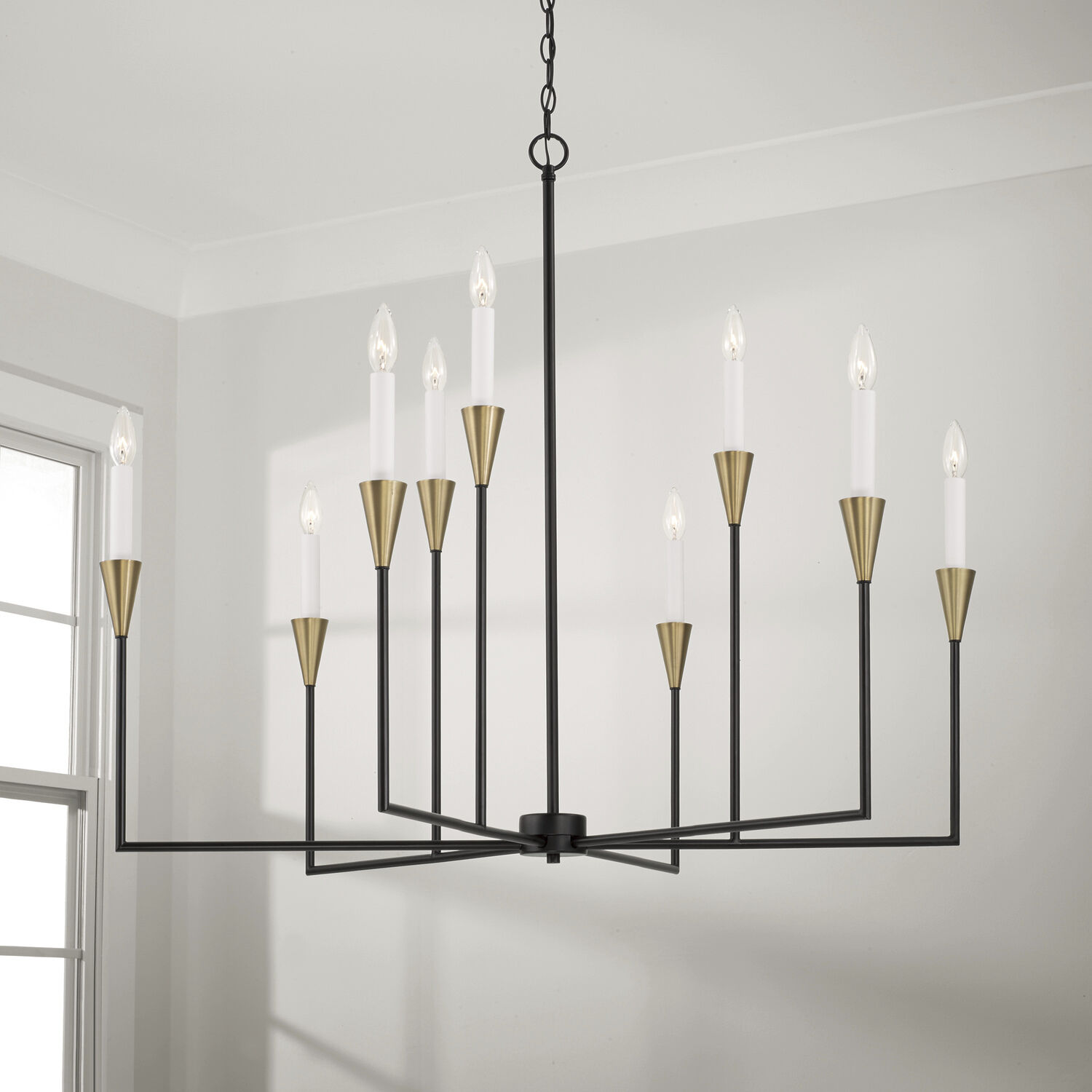 Avant 9 Light 41.75 inch Aged Brass and Black Chandelier Ceiling Light