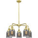 Bell 5 Light 23 inch Satin Gold Chandelier Ceiling Light in Plated Smoke Glass