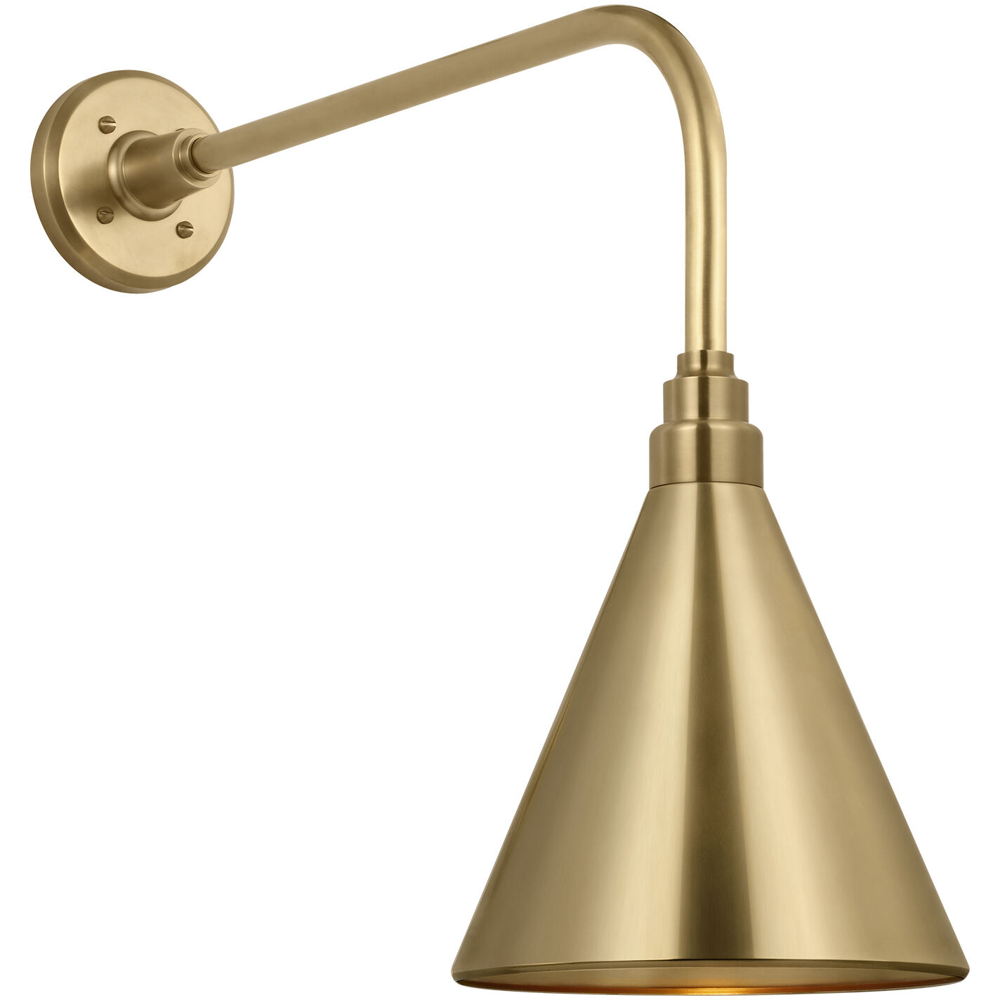 Thomas O'Brien Academy Barn Light LED 19.75 inch Hand-Rubbed Antique Brass Rex Barn Light in 9" Hand-Rubbed Antique Brass Conical Savannah Shade