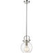 Downtown Urban Newton Sphere 1 Light 8 inch Polished Nickel Mini Pendant Ceiling Light in Clear