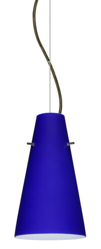 Cierro 1 Light Bronze Pendant Ceiling Light in Cobalt Blue Matte Glass, Incandescent