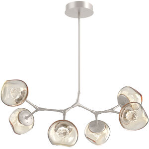 Luna LED Metallic Beige Silver Linear Pendant Ceiling Light in 2700K LED, Floret Inner - Amber Outer, Modern Branch