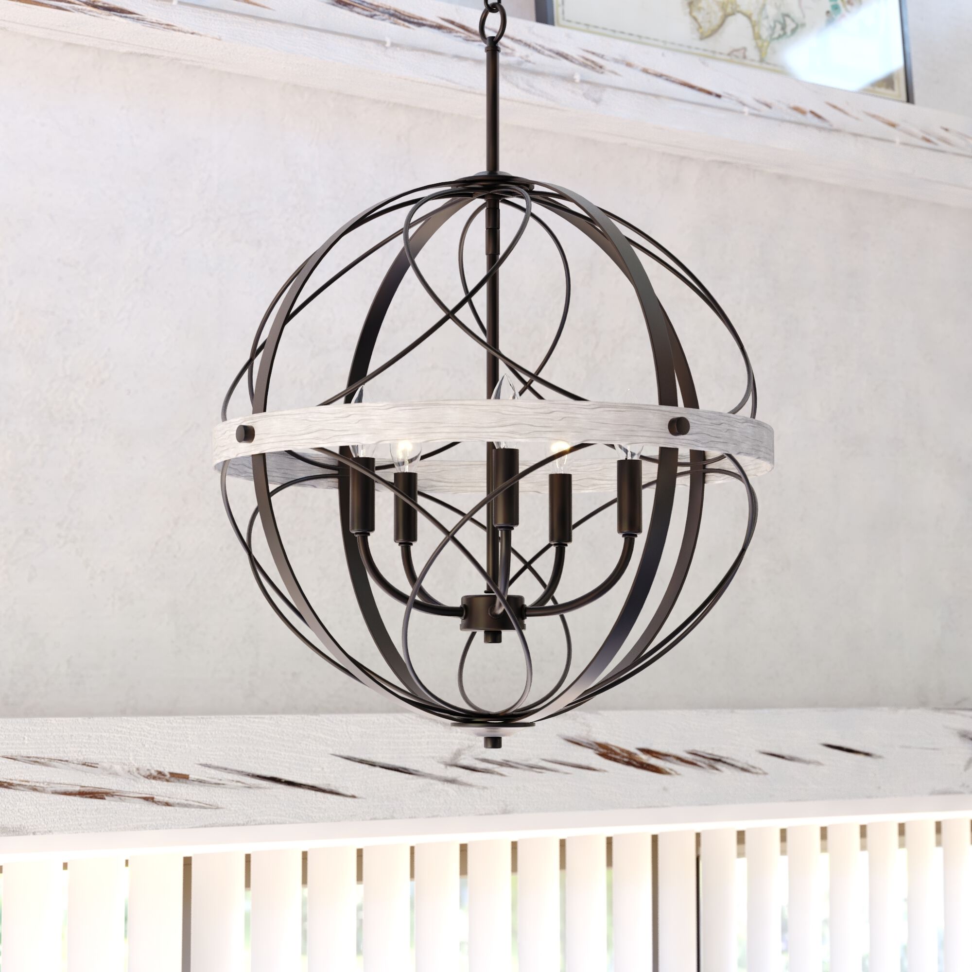 Montclare LED 21.25 inch Textured Black and White Ash Pendant Ceiling Light