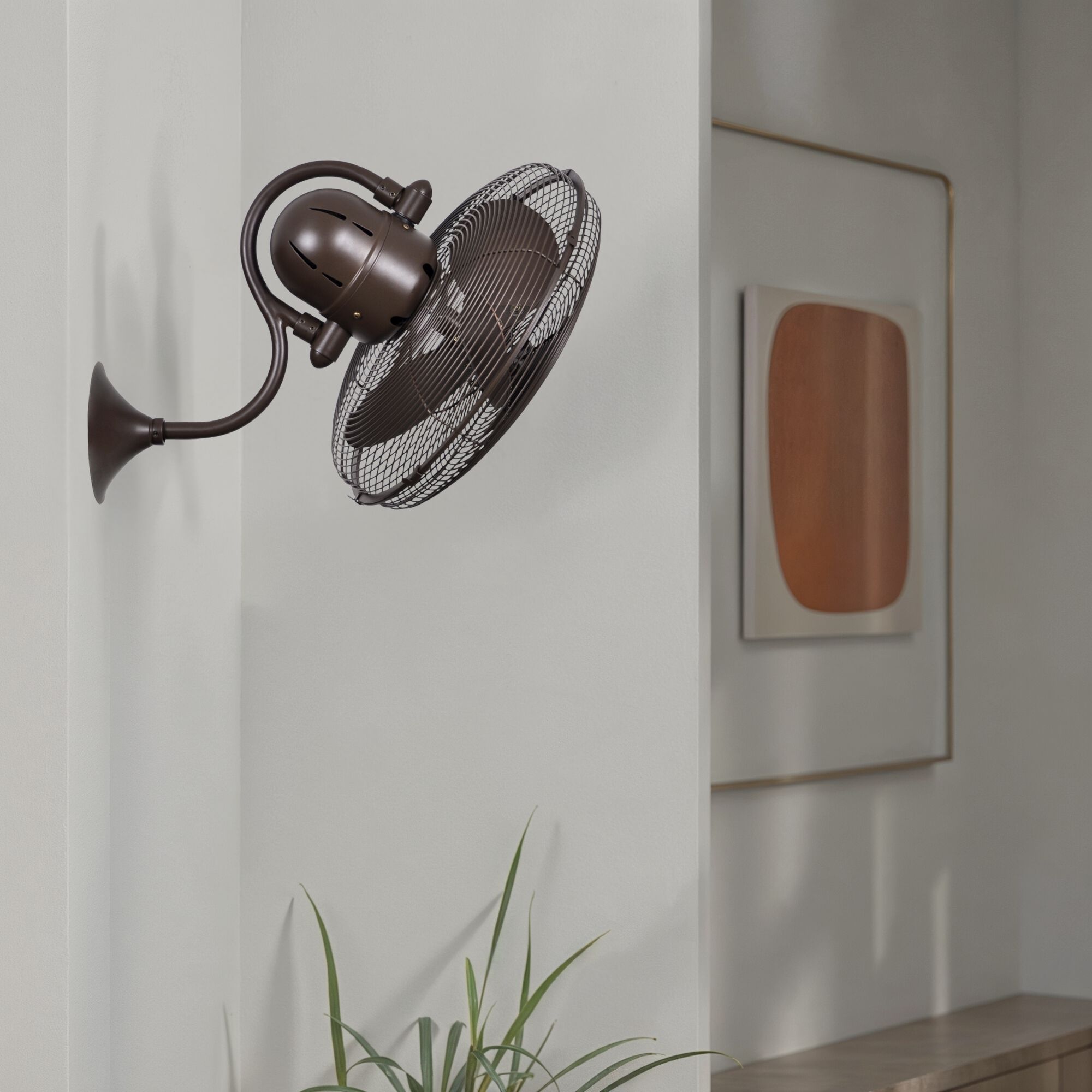 Atlas Laura 19.5 inch Textured Bronze Oscillating Wall Fan, Atlas