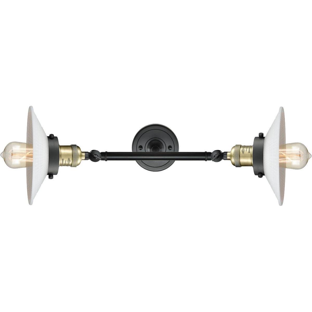 Franklin Restoration Halophane LED 18 inch Black Antique Brass Bath Vanity Light Wall Light in Matte White Halophane Glass, Franklin Restoration