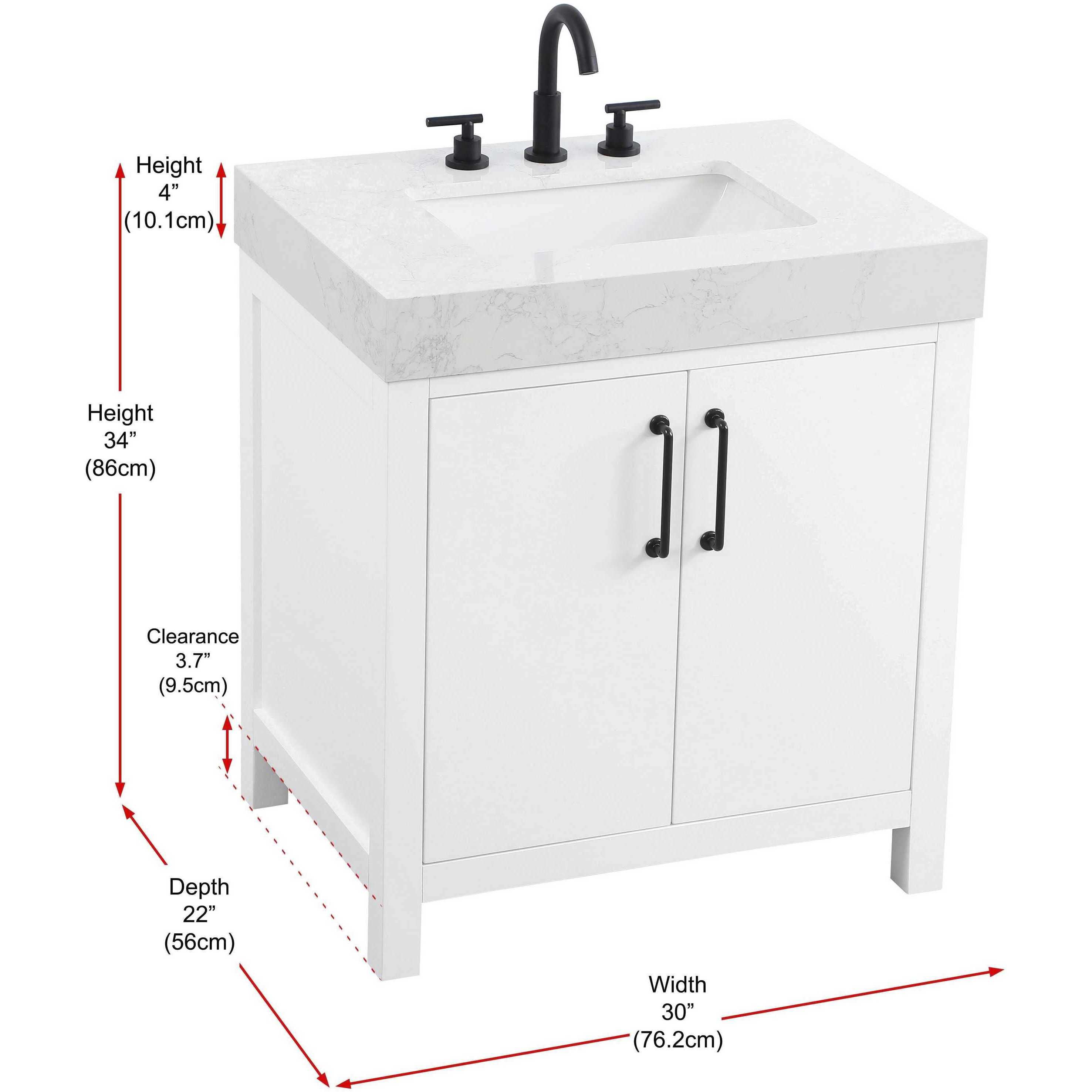 Nathan 30 X 34 inch White Bathroom Vanity Cabinet