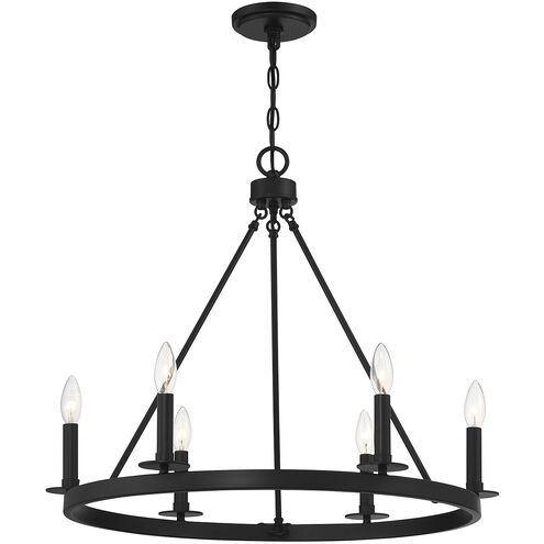 Traditional 6 Light 26 inch Matte Black Chandelier Ceiling Light