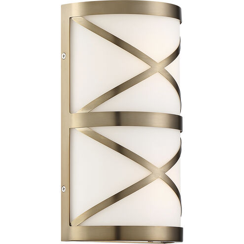 Sylph 2 Light 7 inch Burnished Brass and Satin White Vanity Light Wall Light