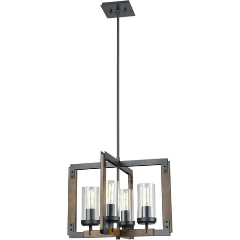 Okanagan 4 Light 18 inch Buffed Nickel and Barnwood Pendant Ceiling Light