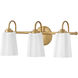 Honey 3 Light 21.25 inch Distressed Brass Bath Light Wall Light