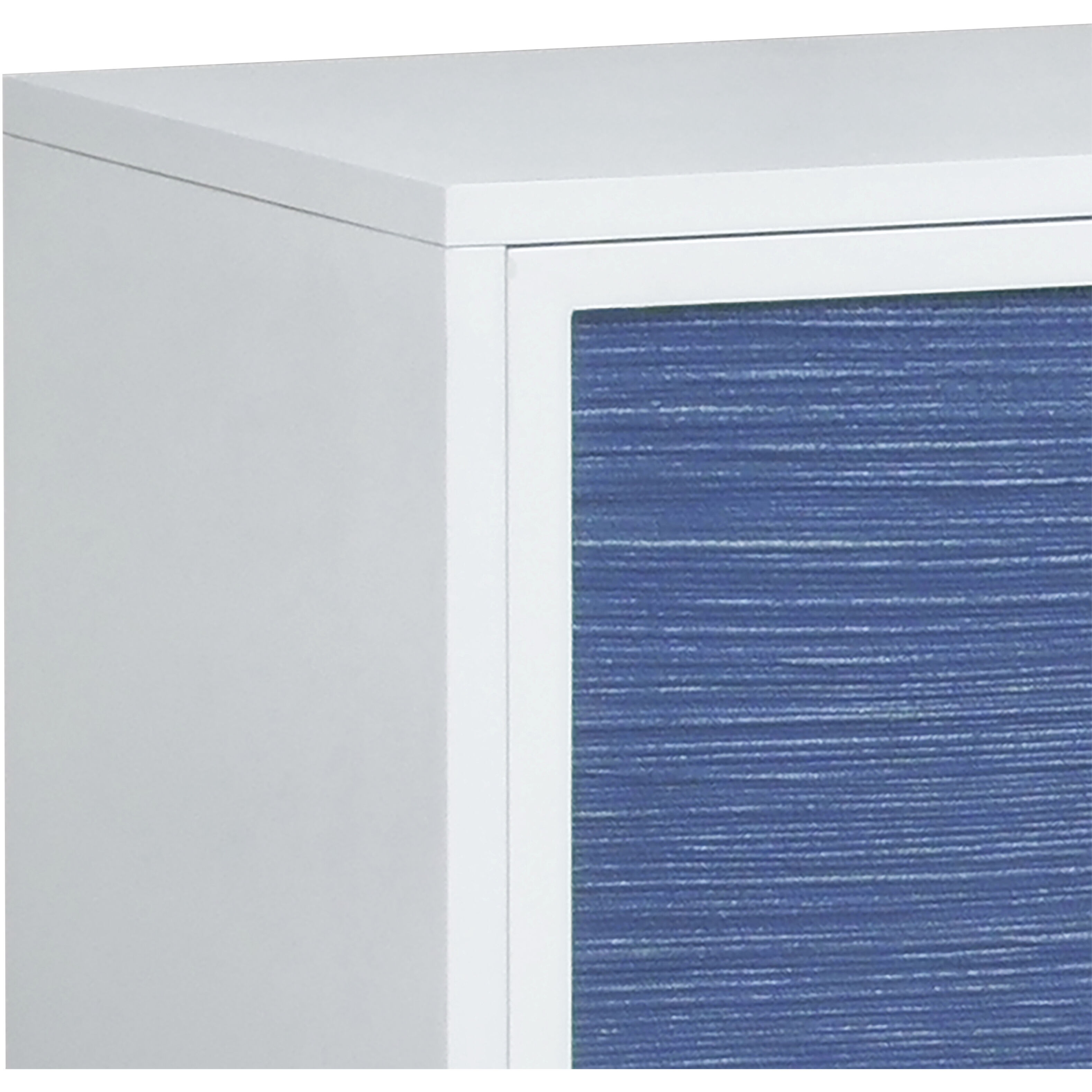 Asanso White with Blue and Silver Credenza, 4 Door