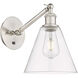 Ballston Cone LED 8 inch Brushed Satin Nickel Sconce Wall Light in Clear Glass