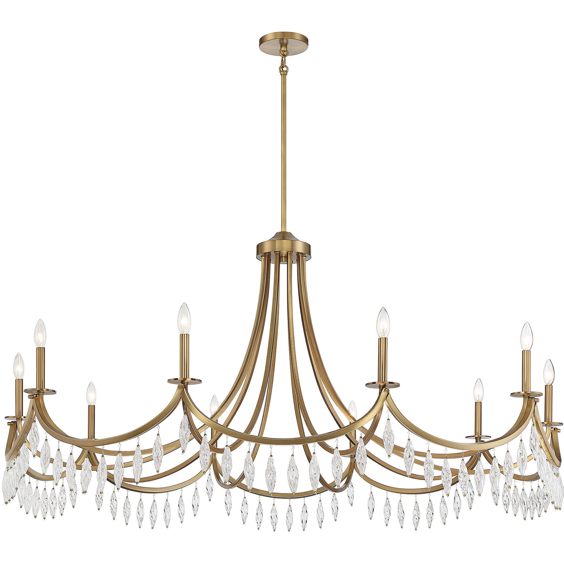 Kameron 10 Light 60 inch Warm Brass Chandelier Ceiling Light