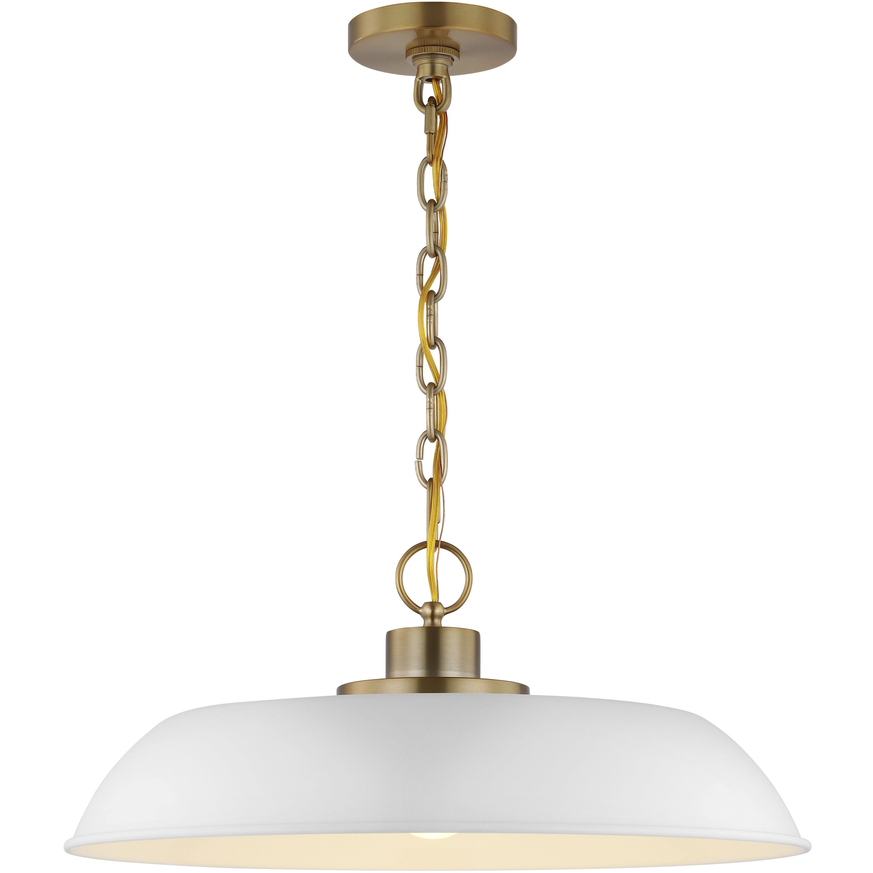 Colony 1 Light 20 inch Matte White/Burnished Brass Pendant Ceiling Light