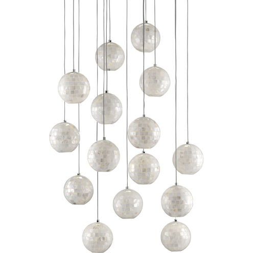 Finhorn 15 Light 21 inch Painted Silver/Pearl Multi-Drop Pendant Ceiling Light