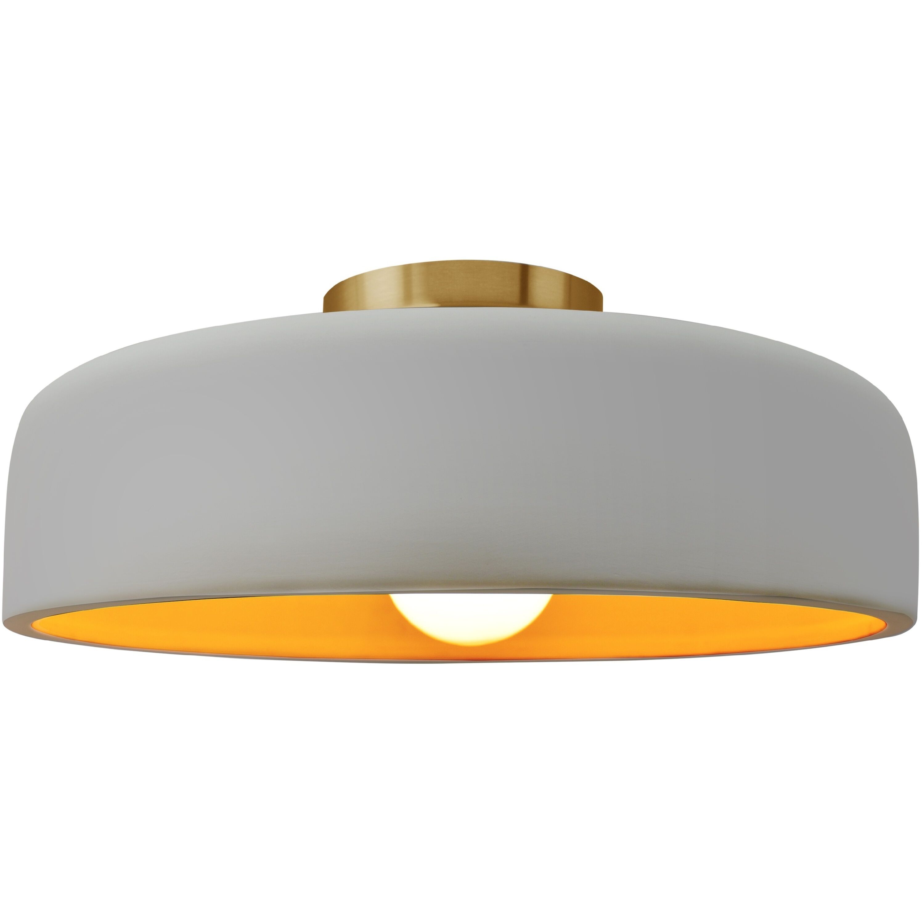 Radiance Collection - Spire 1 Light 16 inch Matte White and Champagne Gold and Brushed Brass Semi-Flush Ceiling Light in Replaceable Bulb, Matte White/Champagne Gold, 16W x 6.5H, Form+Finish+Function