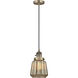 Franklin Restoration Chatham LED 6 inch Brushed Brass Mini Pendant Ceiling Light in Mercury