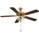 Traditional 52 inch Natural Brass with Walnut and Black Blades Ceiling Fan