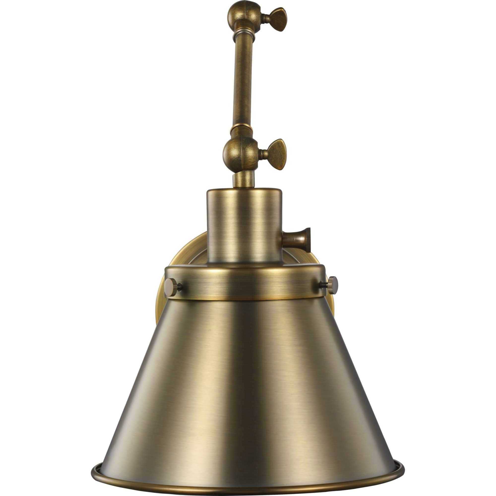 Hinton 18 inch 60.00 watt Vintage Brass Swing Arm Wall Light