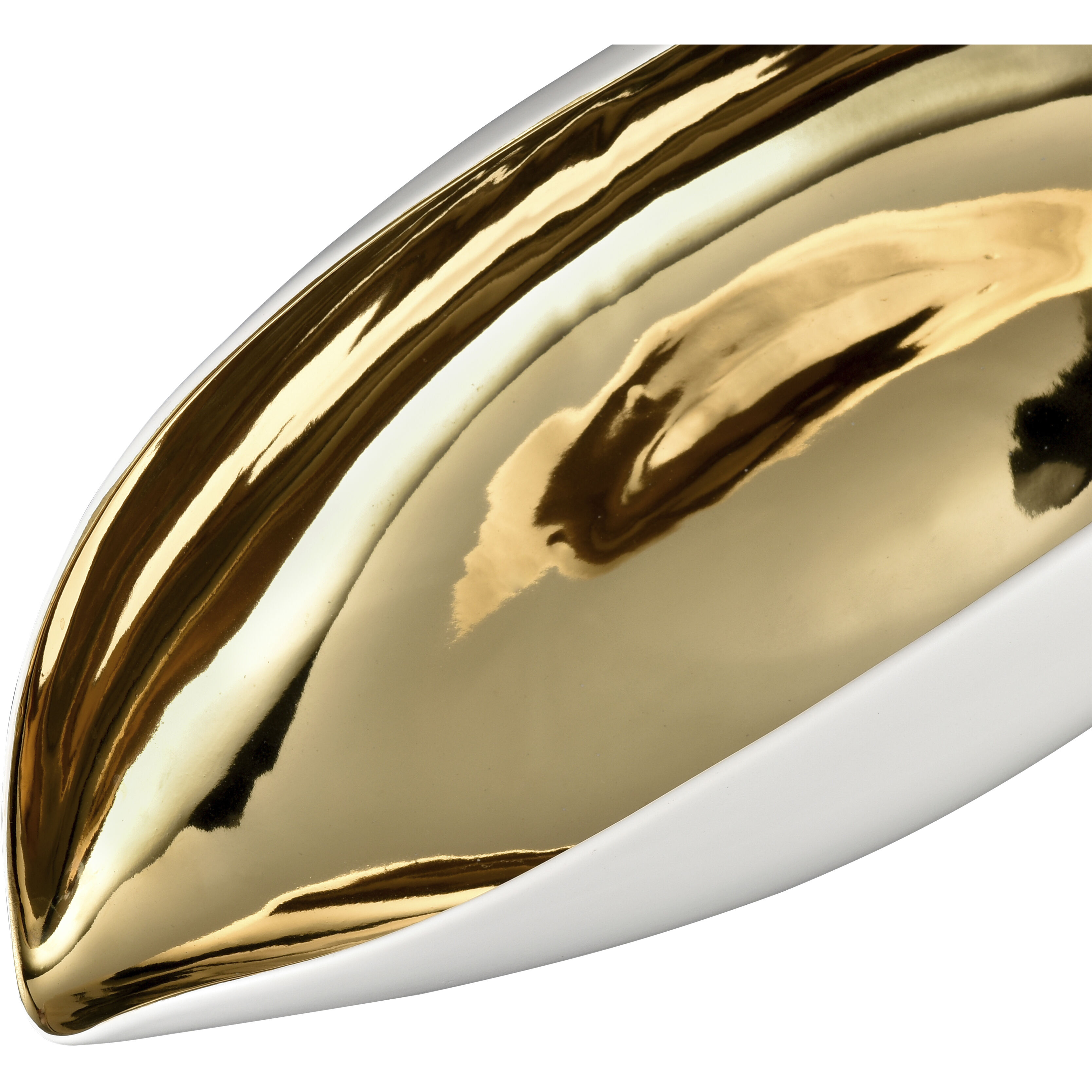 Greer 17.75 X 4 inch Vessel in White and Gold Glazed