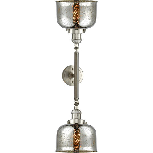 Franklin Restoration Large Bell LED 18 inch Brushed Satin Nickel Bath Vanity Light Wall Light in Silver Plated Mercury Glass, Franklin Restoration