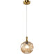 Eesha 1 Light 9 inch Aged Gold Brass and Amber Pendant Ceiling Light
