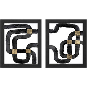 Metro Path Black and Metallic and White Framed Art