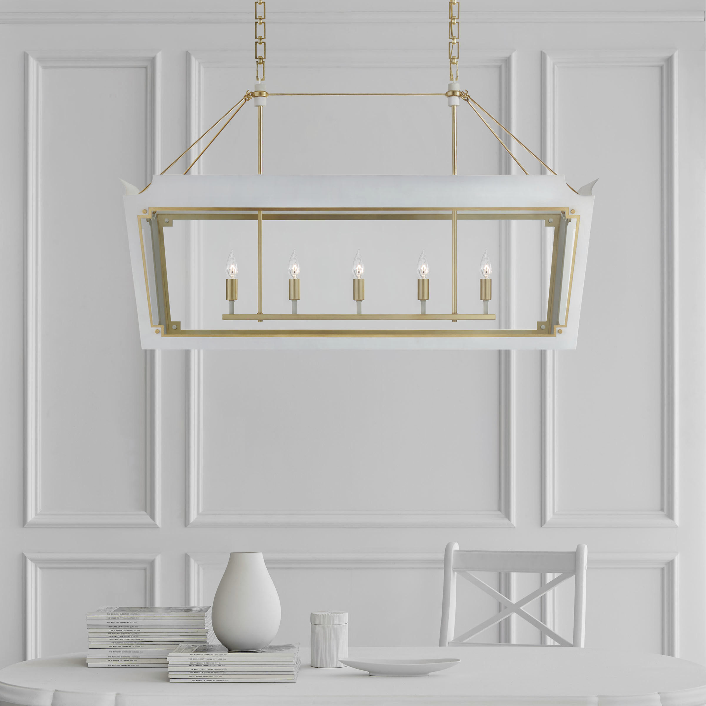 Julie Neill Caddo 5 Light 18.5 inch Soft White and Gild Lantern Pendant Ceiling Light, Medium