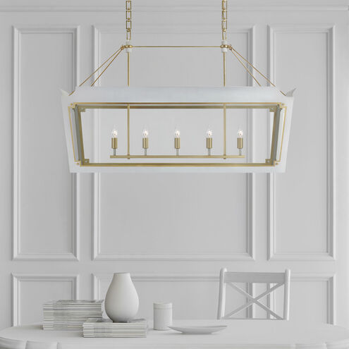 Julie Neill Caddo 5 Light 18.5 inch Soft White and Gild Lantern Pendant Ceiling Light, Medium