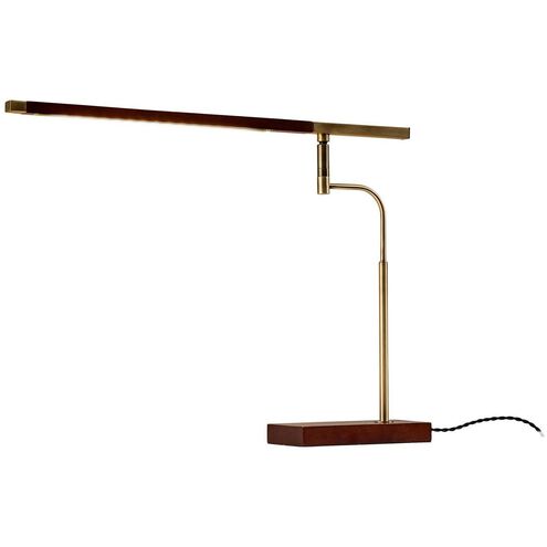 Barrett 17 inch 7.00 watt Walnut with Antique Brass Accents Desk Lamp Portable Light, with USB Port