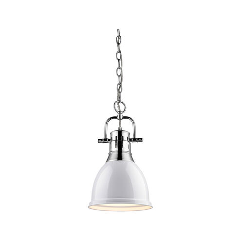 Duncan 1 Light 9 inch Chrome Mini Pendant Ceiling Light in White, Small