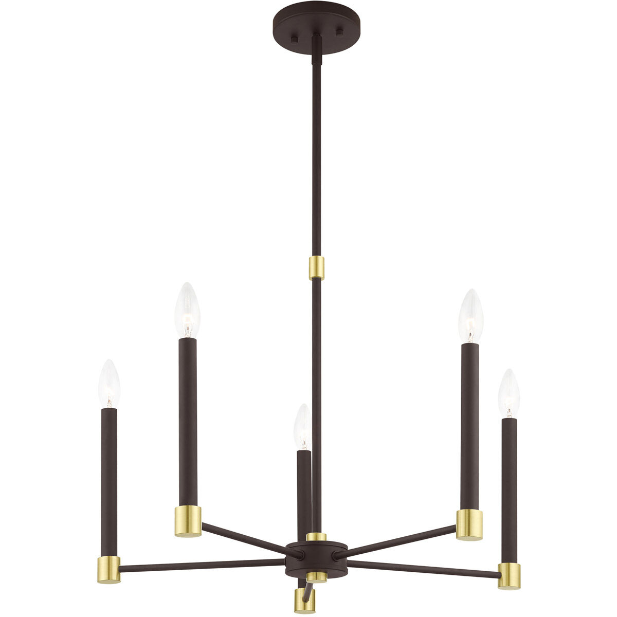 Karlstad 5 Light 24 inch Bronze with Satin Brass Accents Chandelier Ceiling Light