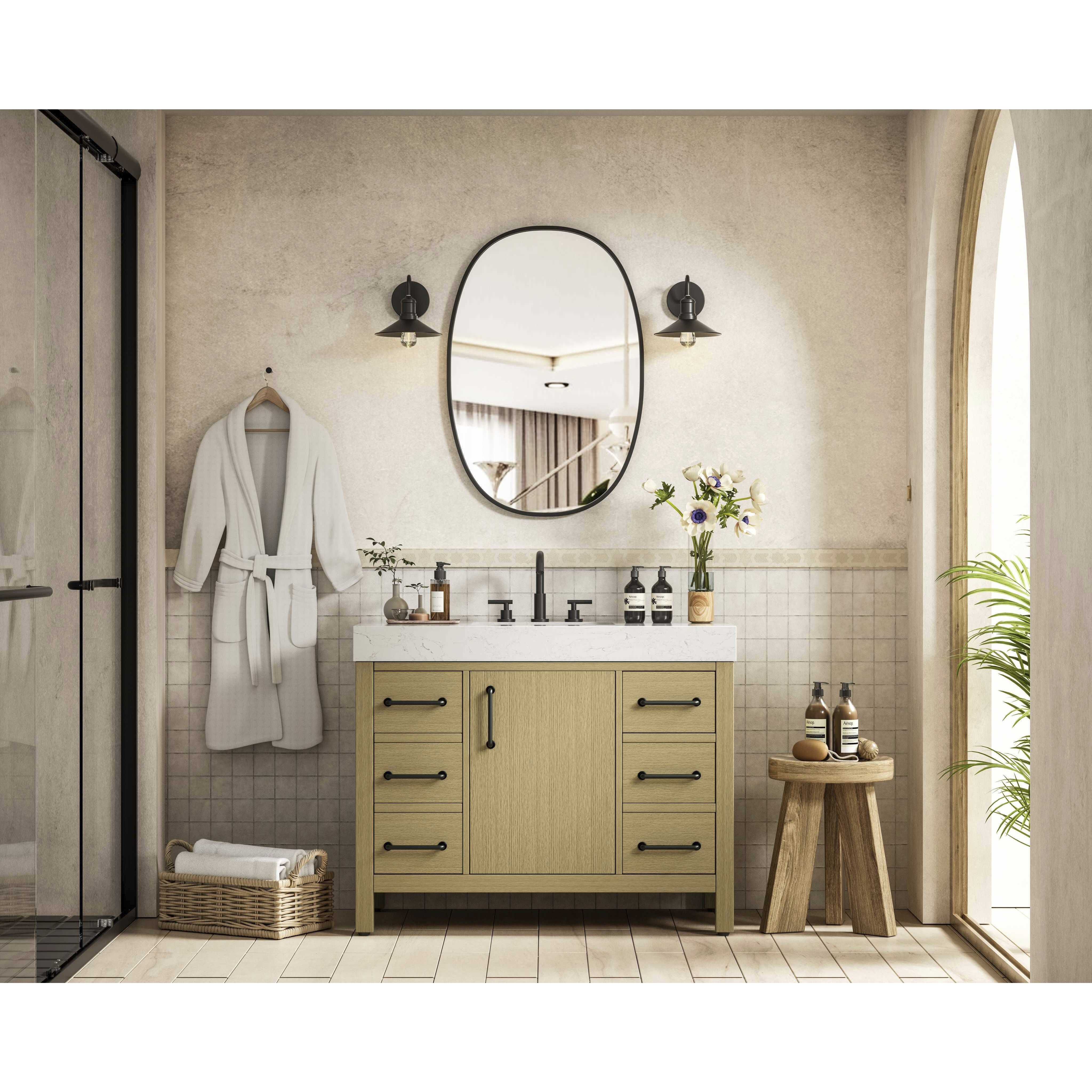 Nathan 42 X 34 inch Honey Brown Bathroom Vanity Cabinet in Not Included