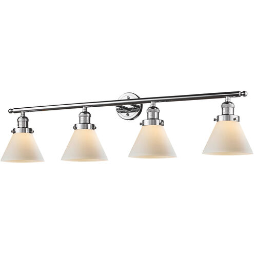 Franklin Restoration Large Cone LED 43.75 inch Polished Chrome Bath Vanity Light Wall Light in Matte White Glass, Franklin Restoration