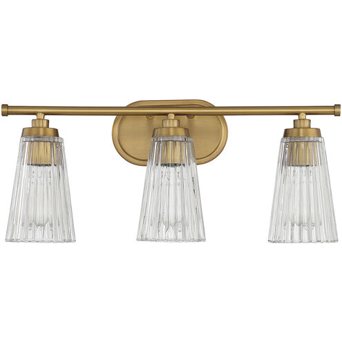 Chantilly 3 Light 22 inch Warm Brass Bathroom Vanity Light Wall Light, Essentials