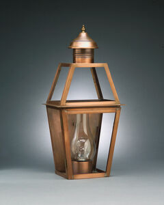 Uxbridge 1 Light 21 inch Antique Copper Outdoor Wall Lantern in Seedy Marine Glass, Chimney, Medium