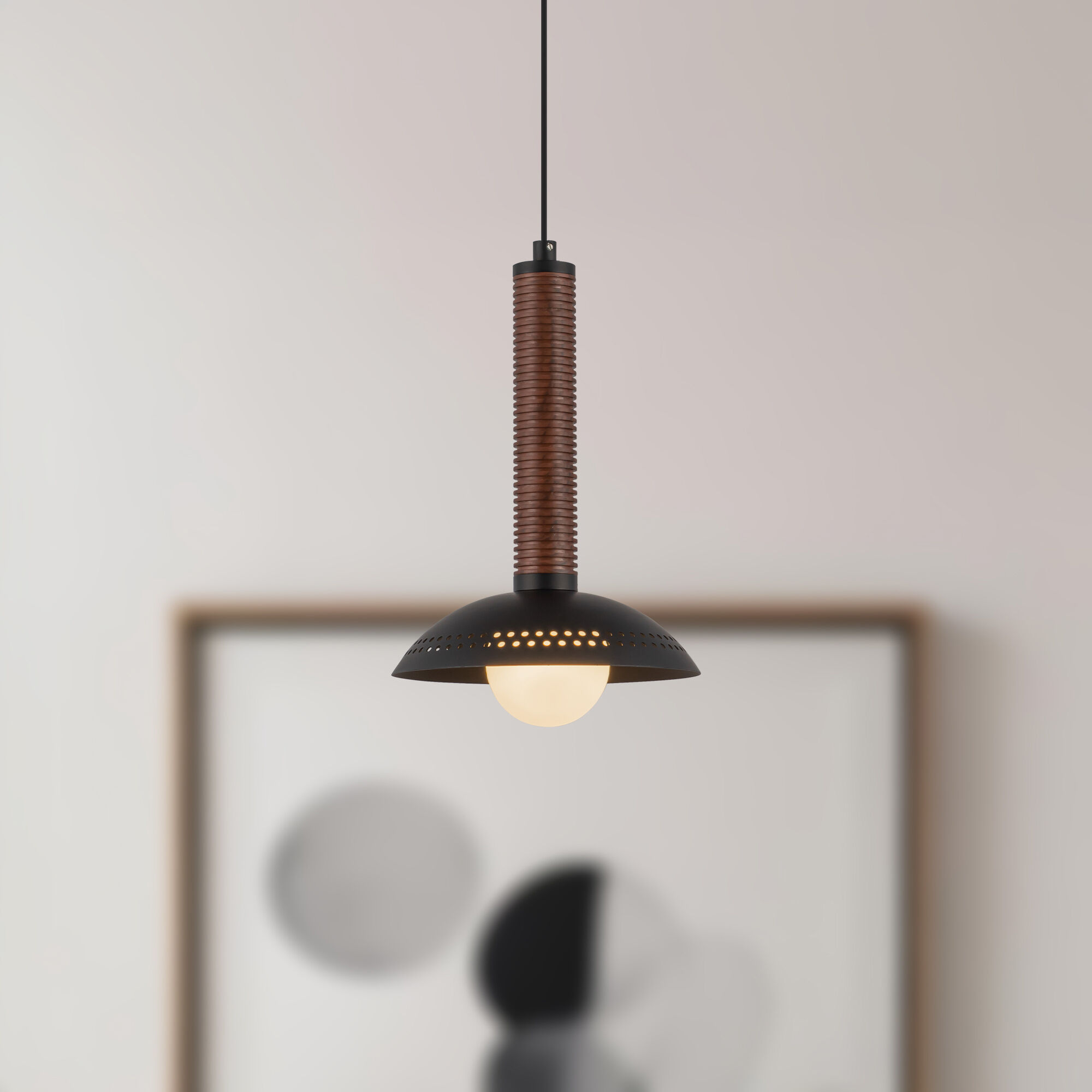Alora Mood Arden LED 6 inch Matte Black/Opal Glass Pendant Ceiling Light