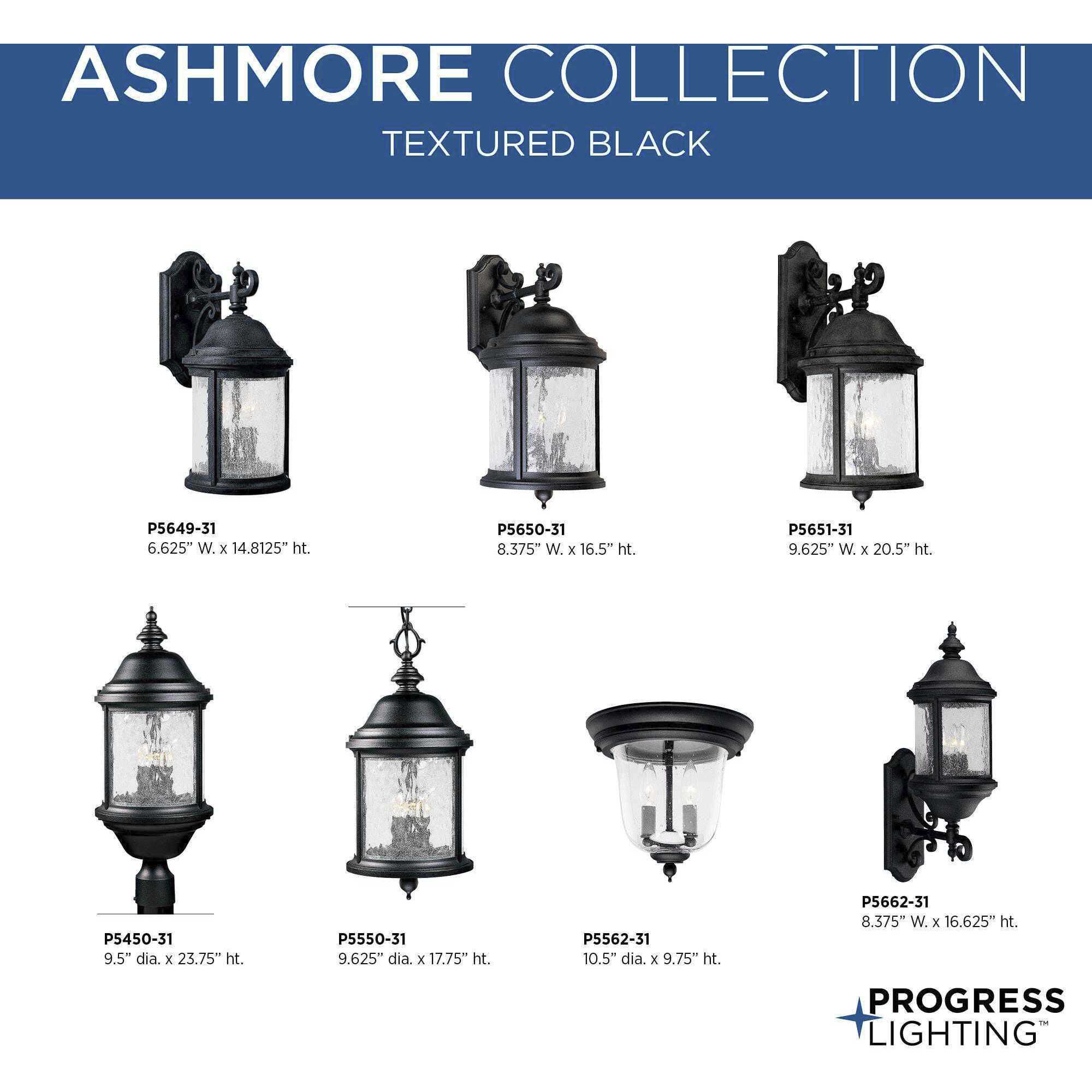 Ashmore 3 Light 17 inch Textured Black Outdoor Wall Lantern