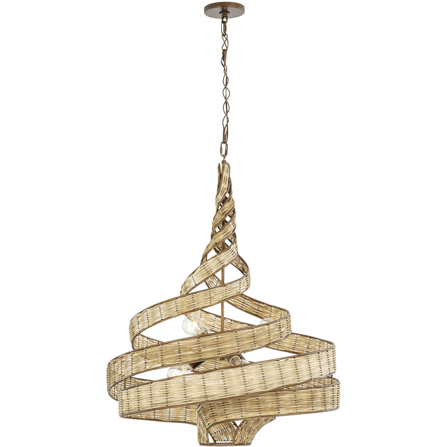 Flow 6 Light 26 inch Baguette and Natural Rattan Pendant Ceiling Light in Baguette/Natural Rattan, Smithsonian Collaboration