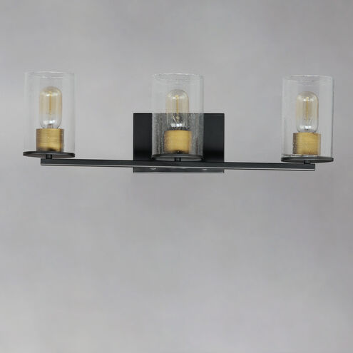 Sleek 3 Light 24 inch Antique Brass/Black Bath Vanity Wall Light