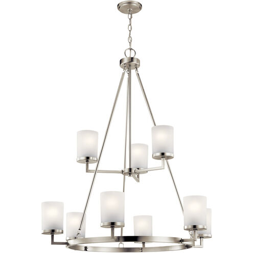 Daimlen 9 Light 34 inch Brushed Nickel Chandelier 1 Tier Large Ceiling Light, Large