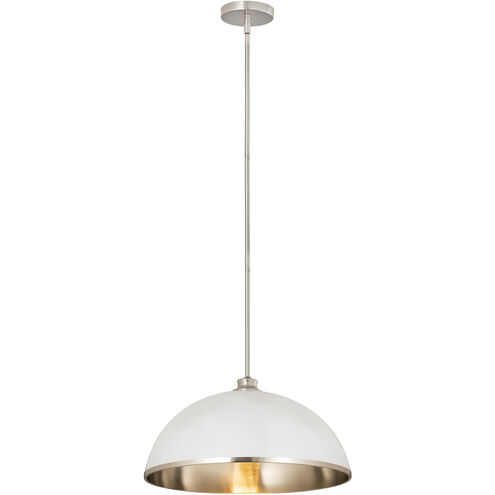 Landry 1 Light 20 inch Matte White and Brushed Nickel Pendant Ceiling Light