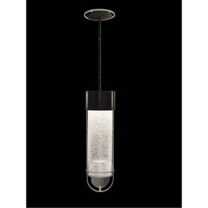 Bond LED 6 inch Black/Silver Pendant Ceiling Light in Diamond Blanket Studio Glass