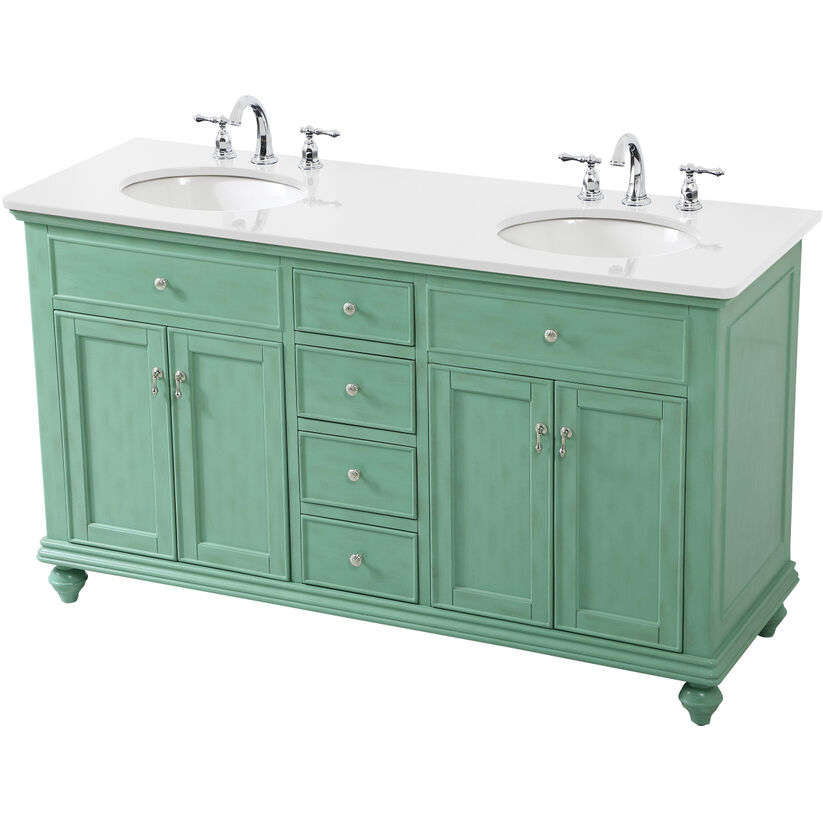 Otto 60 X 21 X 35 inch Vintage Mint Vanity Sink Set