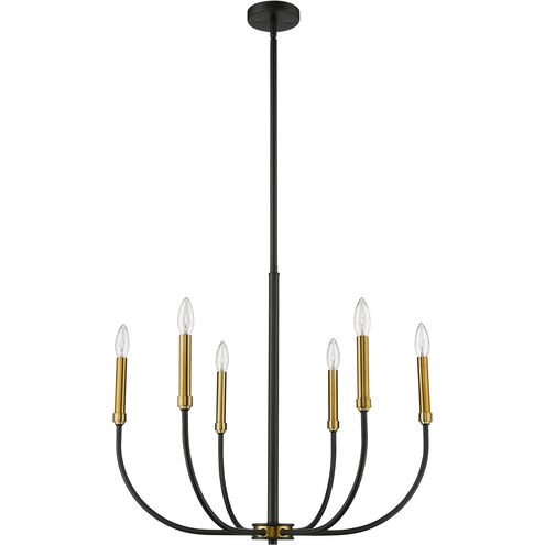 Haylie 6 Light 26 inch Matte Black and Olde Brass Chandelier Ceiling Light