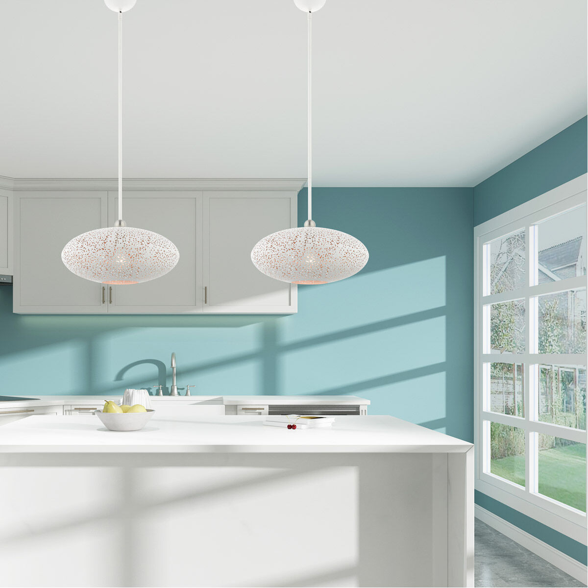 Charlton 1 Light 16 inch White with Brushed Nickel Accents Pendant Ceiling Light